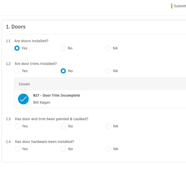 connecting issues and checklists in Construction Issues Software.