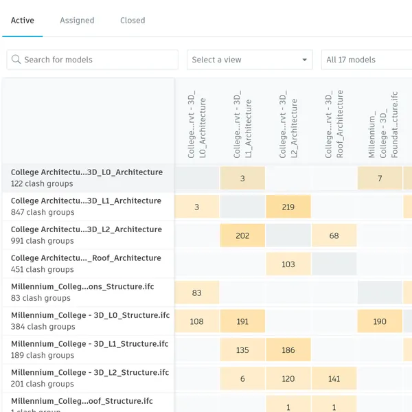 Screenshot of clash detection software.