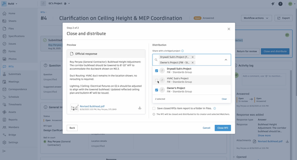 Closed RFIs in Bridge