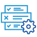 BIM Coordination and Construction quality management icon. Checklist with setting gear.