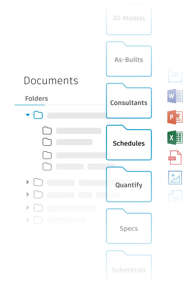 project documents stored in a construction management software