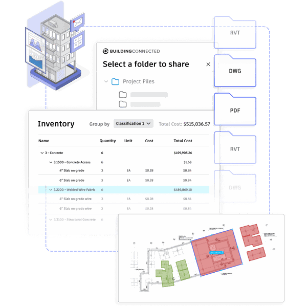 Construction bid management screenshots