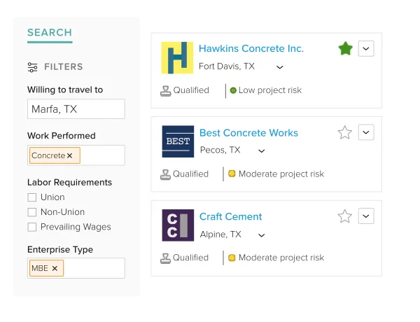 Access BuildingConnected's crowdsourced network to find the right subcontractor for every project.