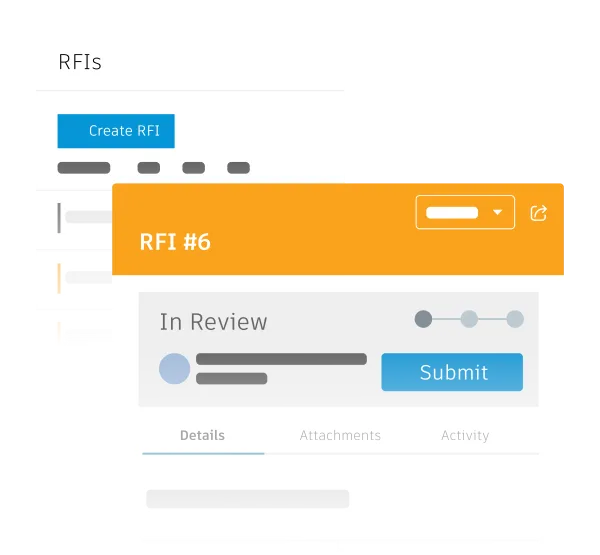 RFIs managed in a construction management software