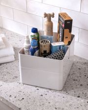 Inabox stackable orgainser boxes for pet products in laundry