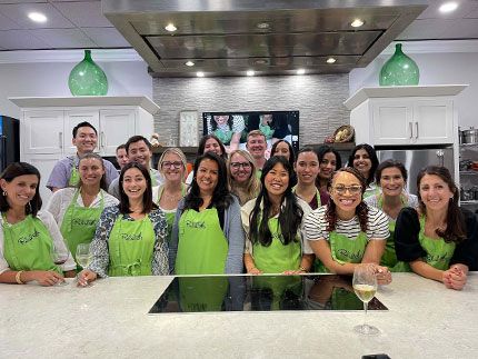 Marketing team cooking team event