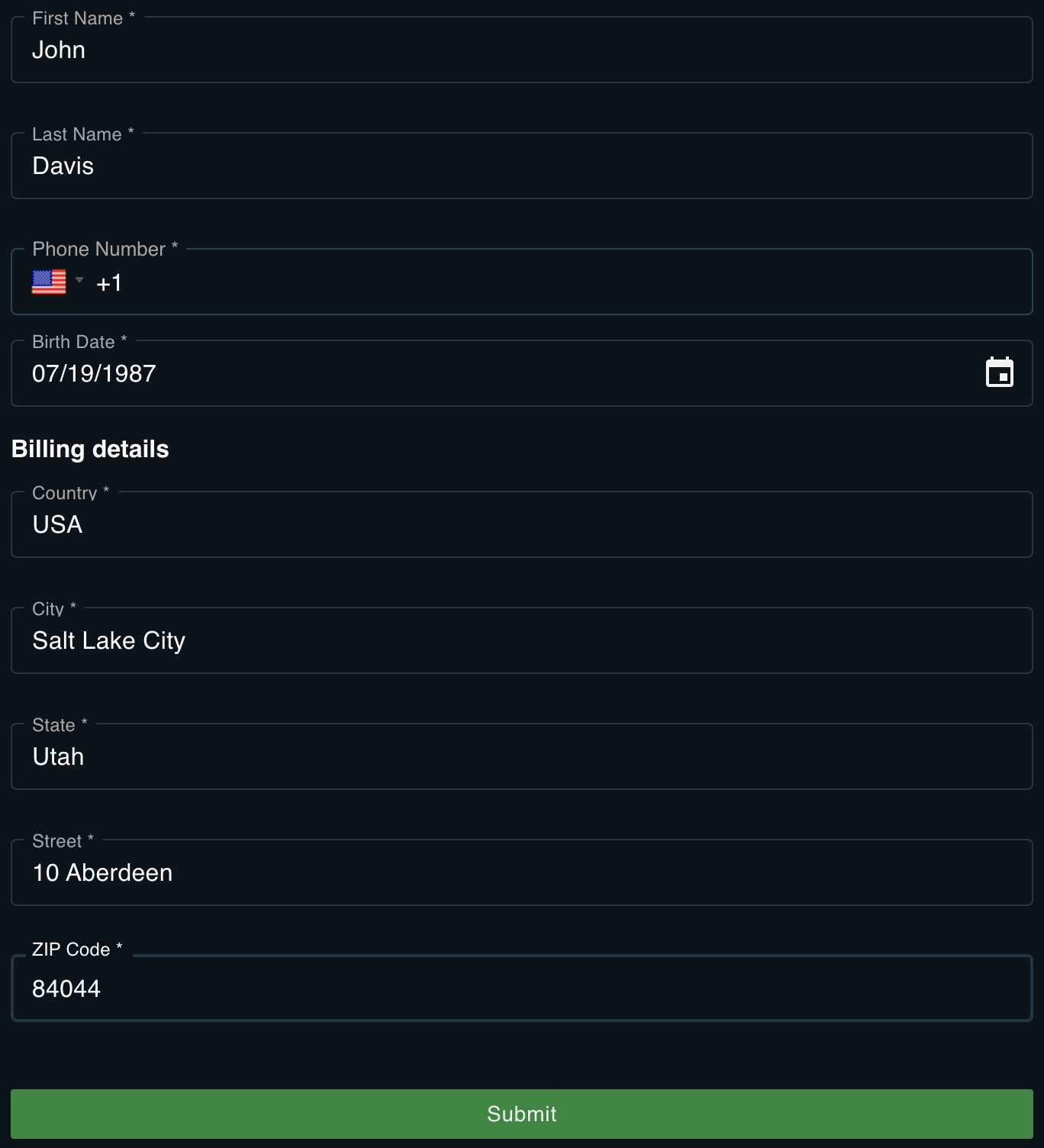 setup personal details