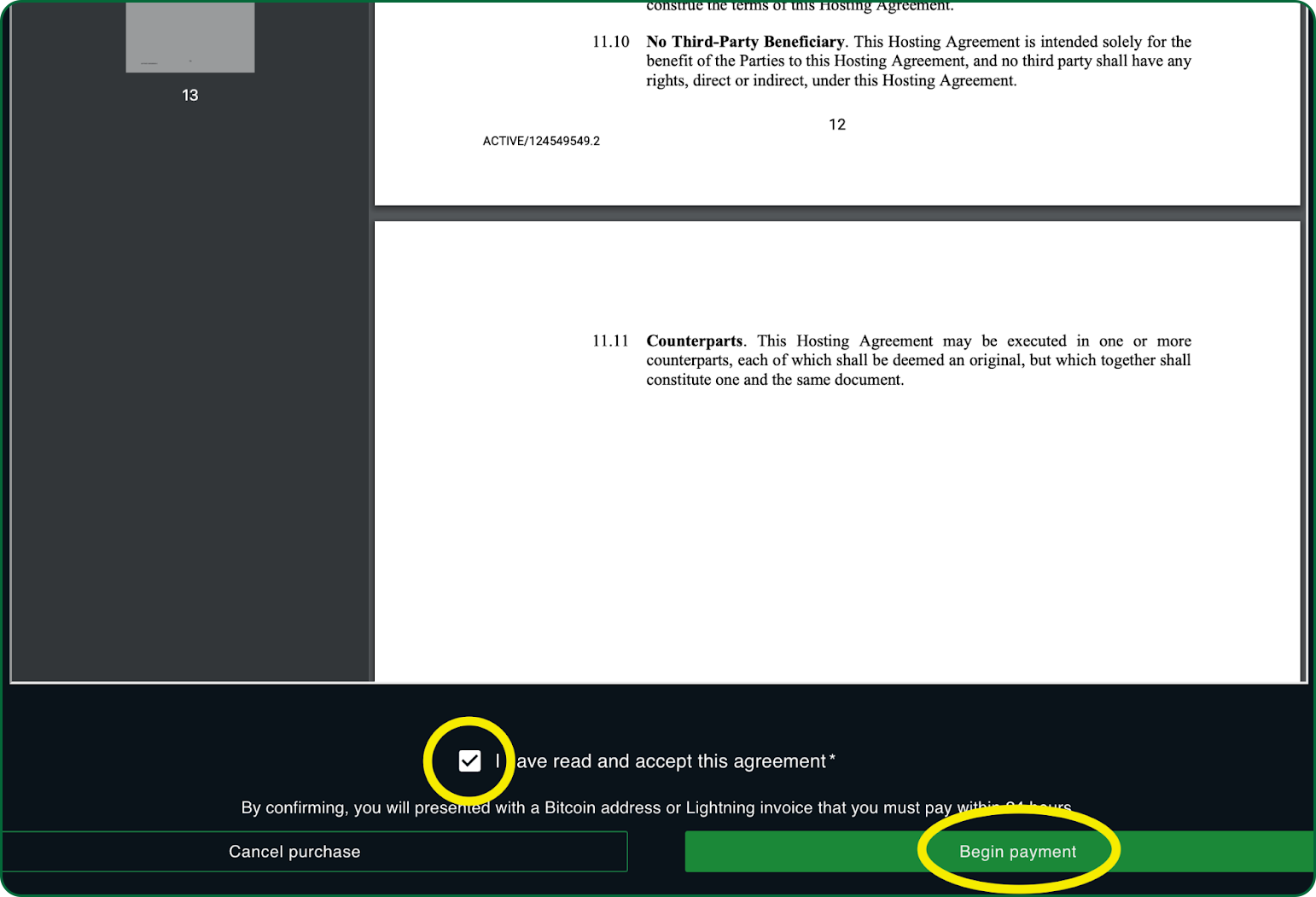 confirm read and accept agreement