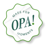 A badge with a wavy green border reads, "Made for OPA! Moments," on a white background.