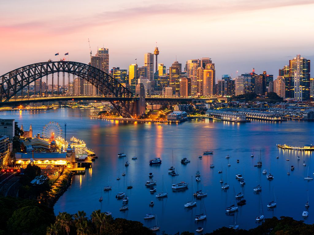 A city skyline in Australia