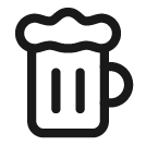 Icon of a beer mug with frothy top and handle on the right, depicted in a simple black outline style.