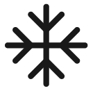 Black snowflake icon with six symmetrical branches, each with smaller offshoots, set against a white background.