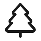 Simple black outline of a pine tree against a white background.