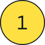 Yellow circle with the number "1" in black, centered on a transparent background.