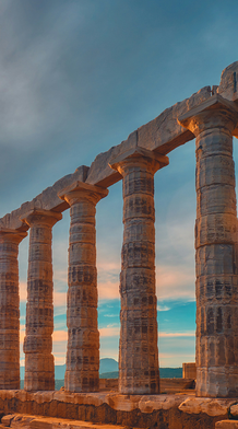 A stone structure with columns