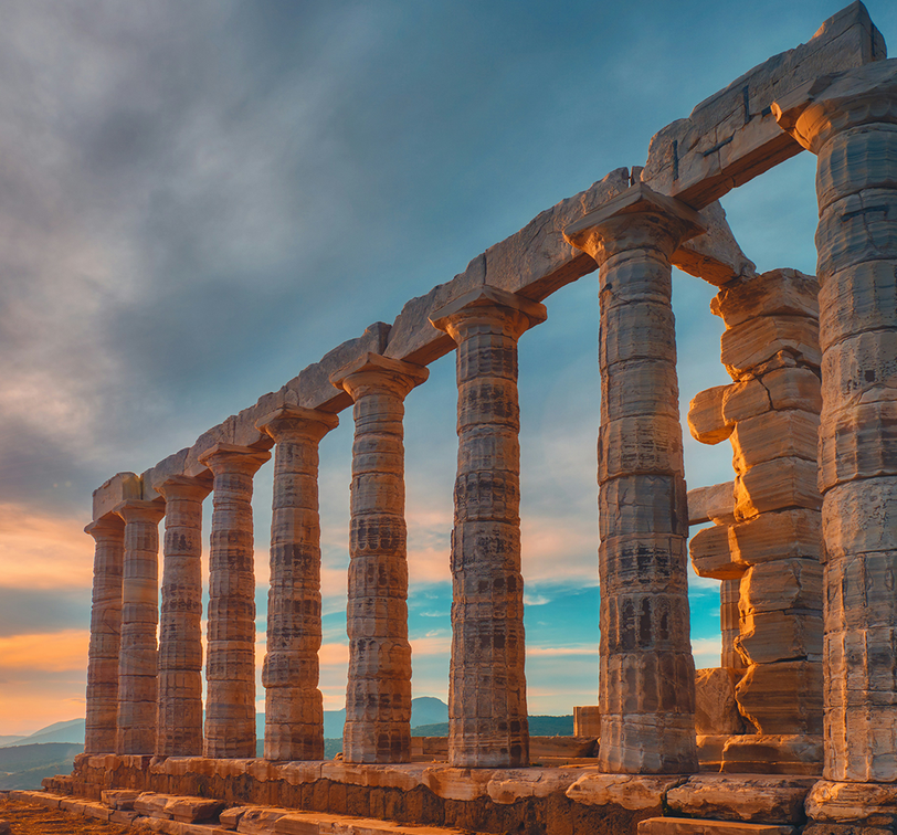A stone structure with columns