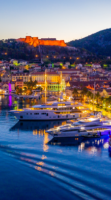 A city with boats in the water