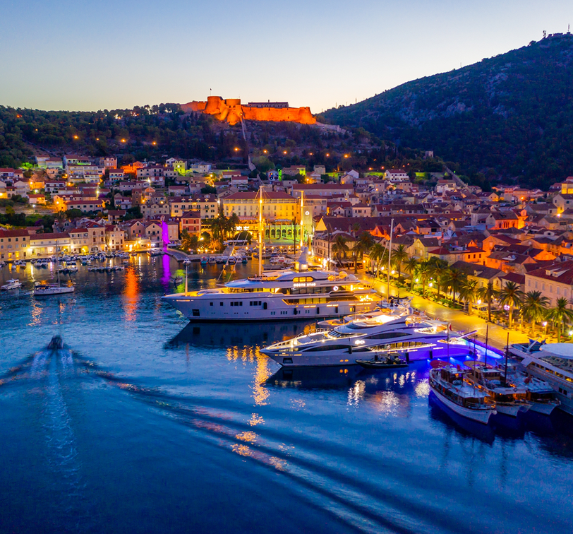 A city with boats in the water