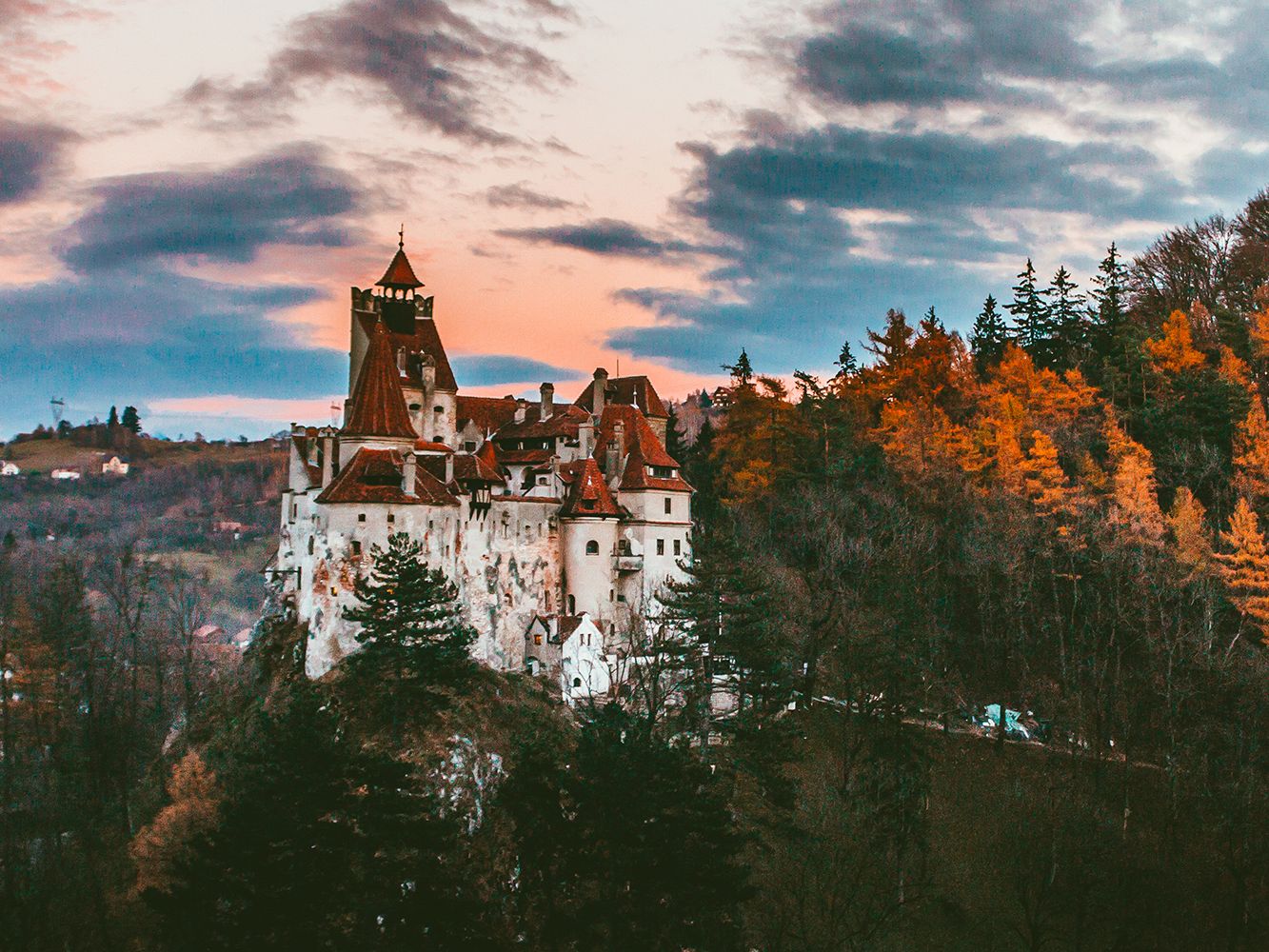 Bran Castle at dusk, the Dracula's castle in Transylvania