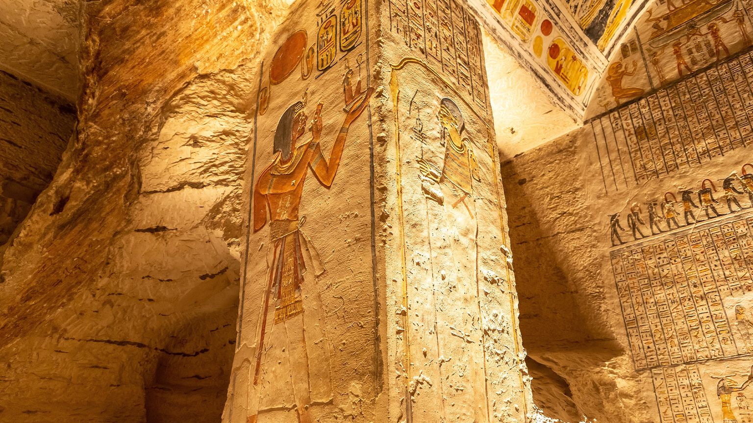 A close up of hieroglyphics.