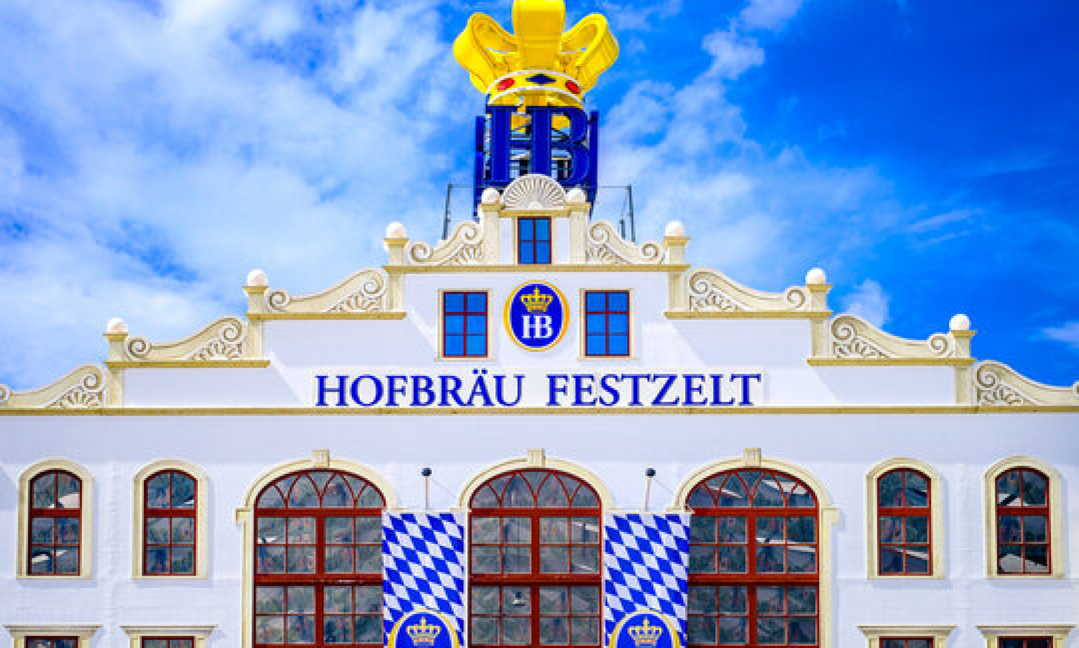 The outside of the Hofbrau Festzelt Oktoberfest tent