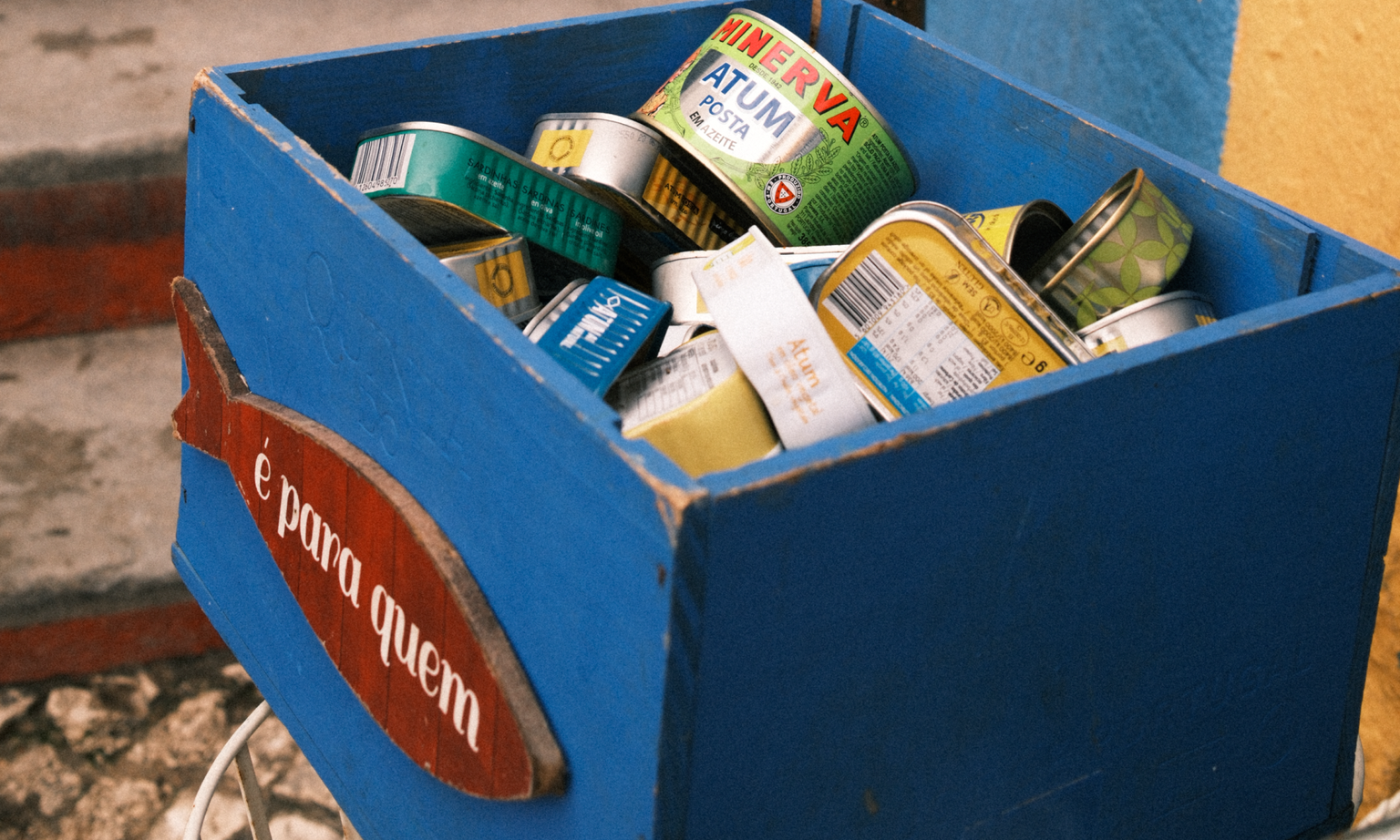 A box full of tinned fish.