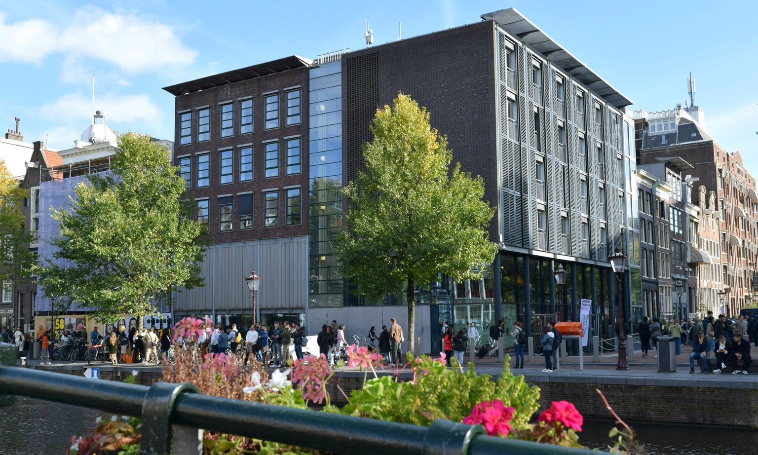 The Anne Frank House Museum from outside in Amsterdam, Netherlands.