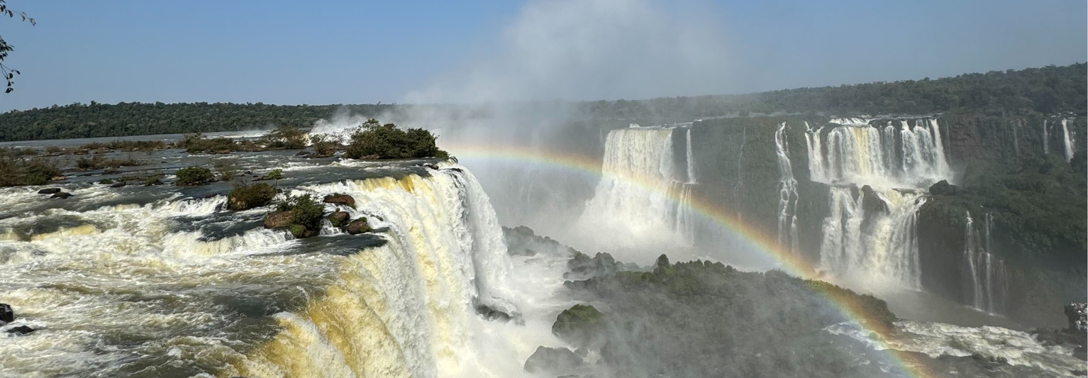 A huge waterfall and rainbow