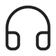 A simple black line drawing of a pair of headphones on a white background.