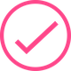 A pink checkmark inside a pink circle
