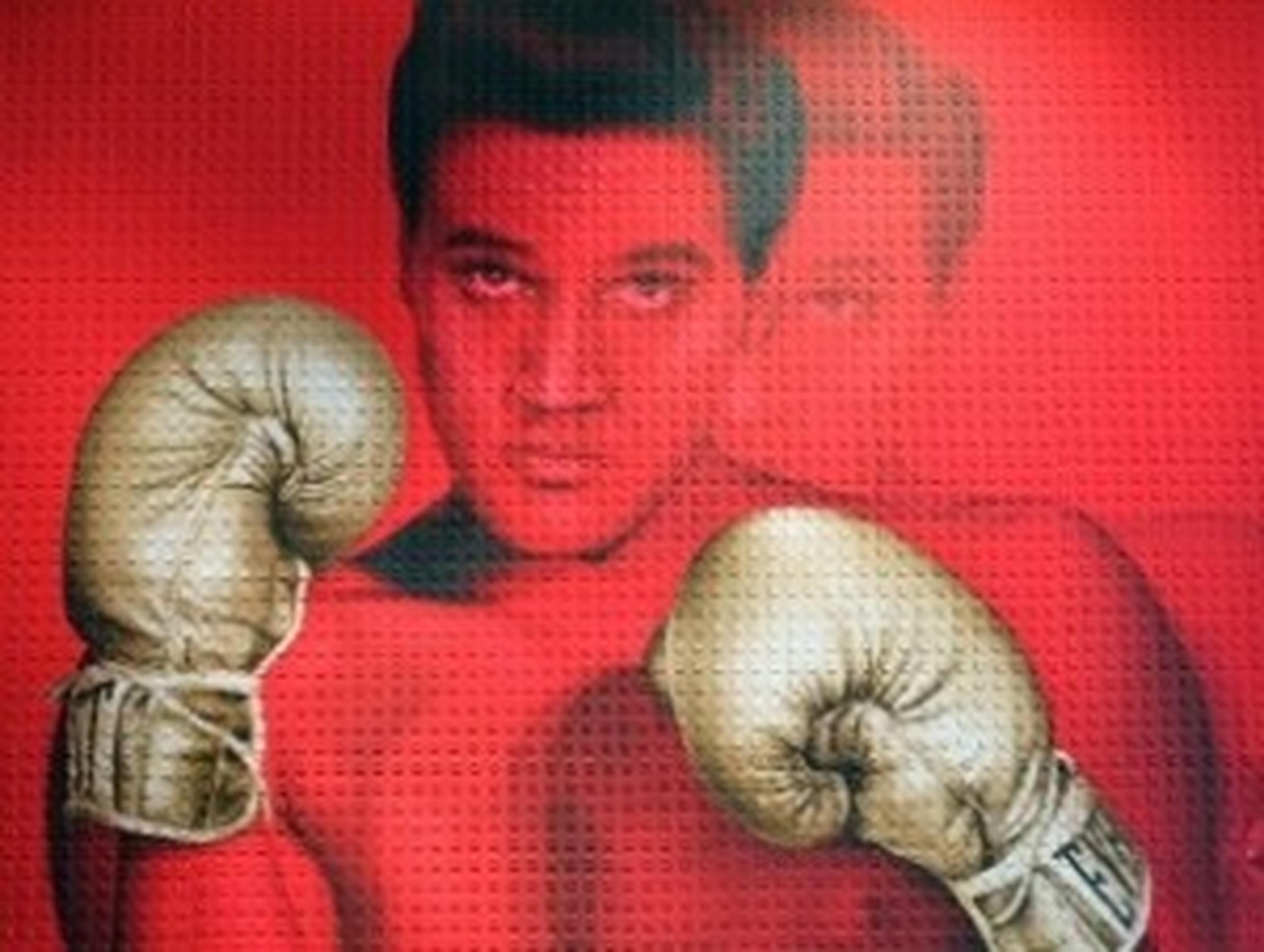 boxing picture red background