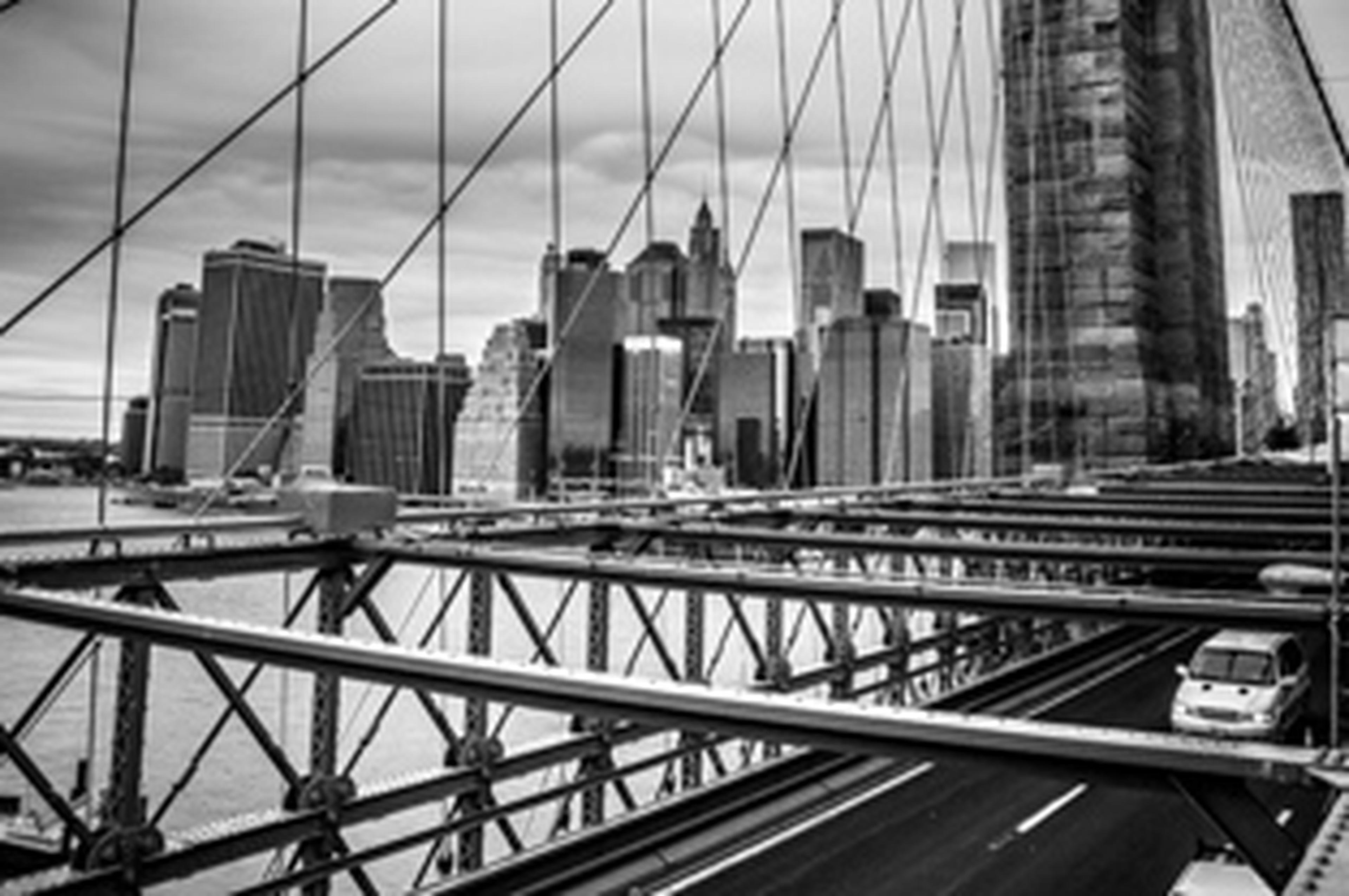 view of NYC from brooklyn bridge