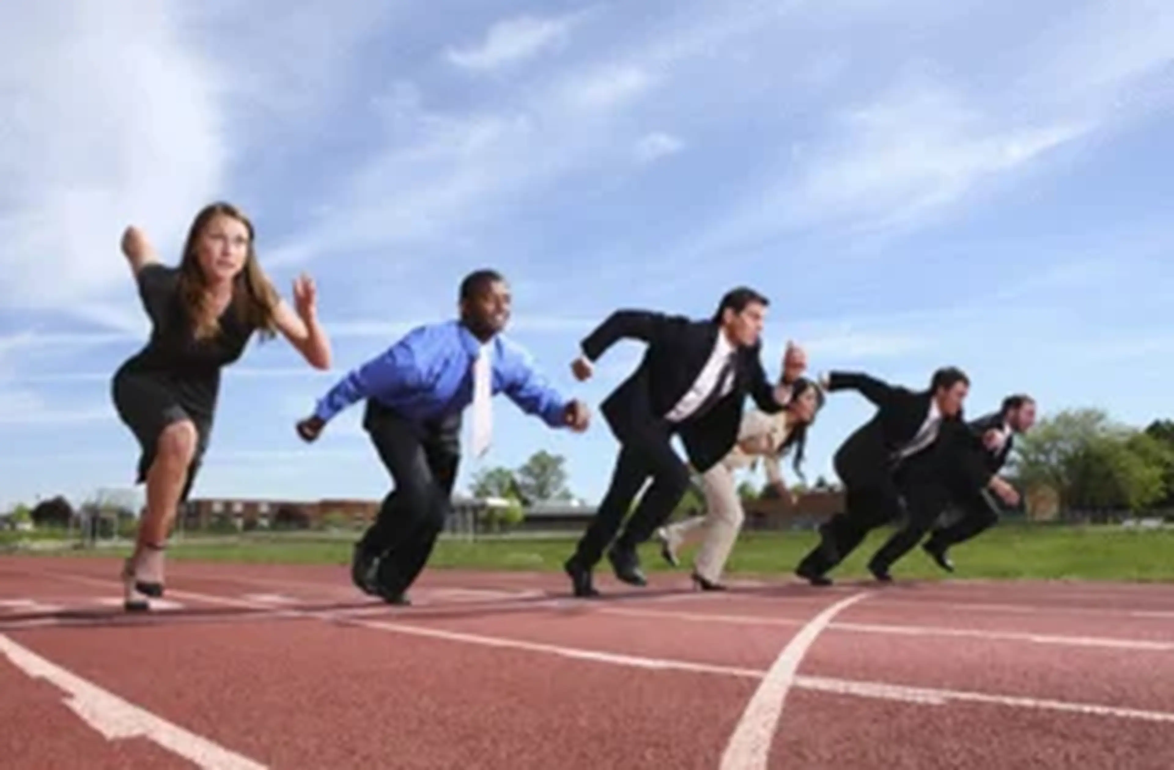 business people on race track