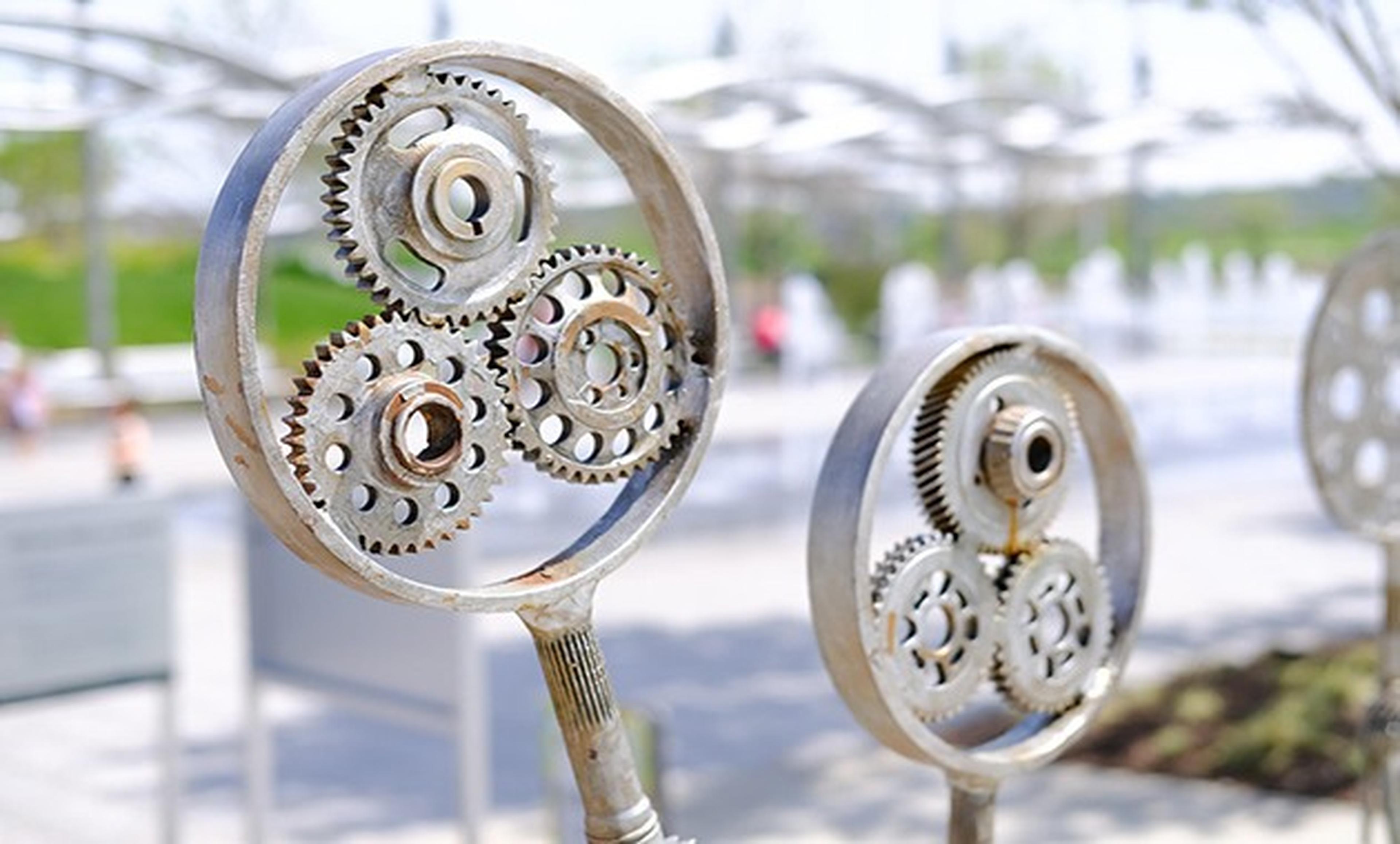 metal wheel sculpture