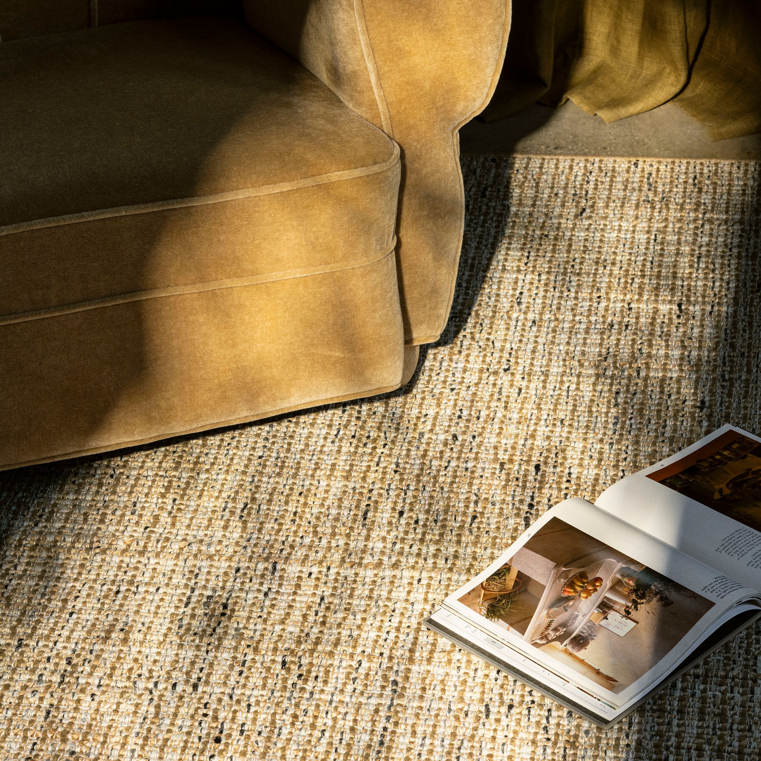 Angle shot of Finch rug in sky color