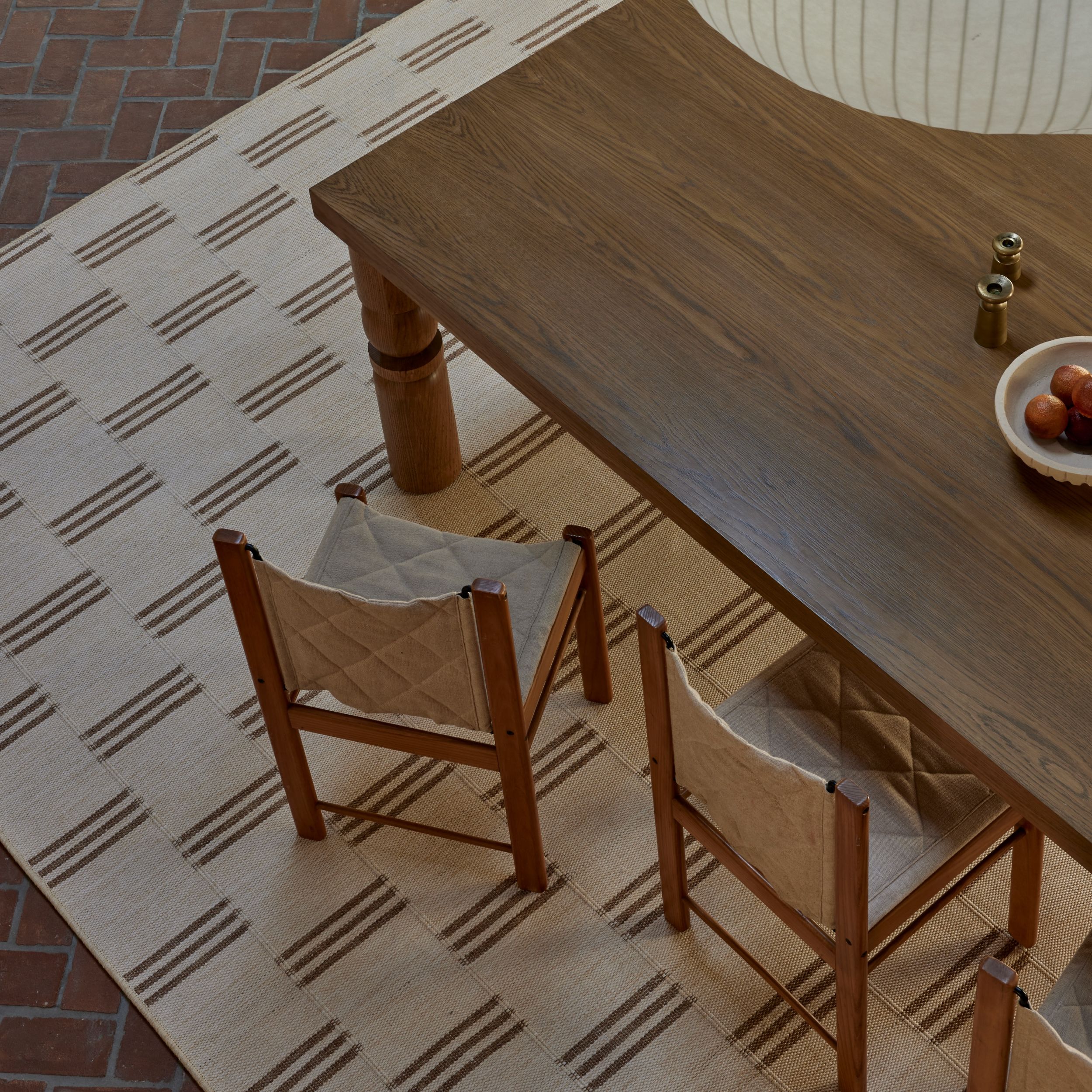 Rug underneath dining room table