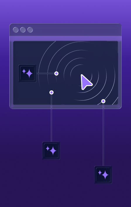 Illustration of mock web browser on a purple background