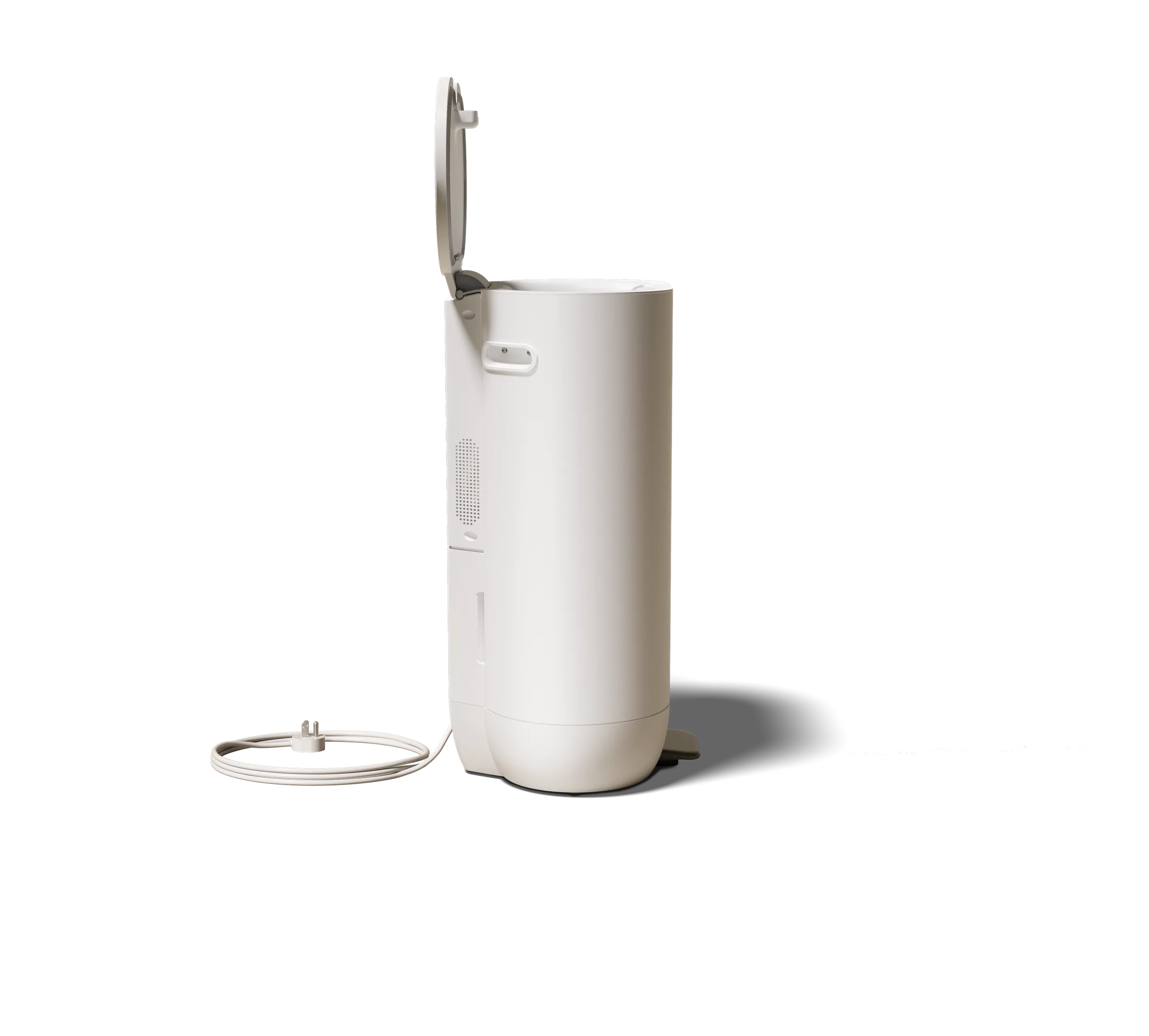 Food recycler side view showing dimensions of 37.5 inches high by 13.8 inches wide