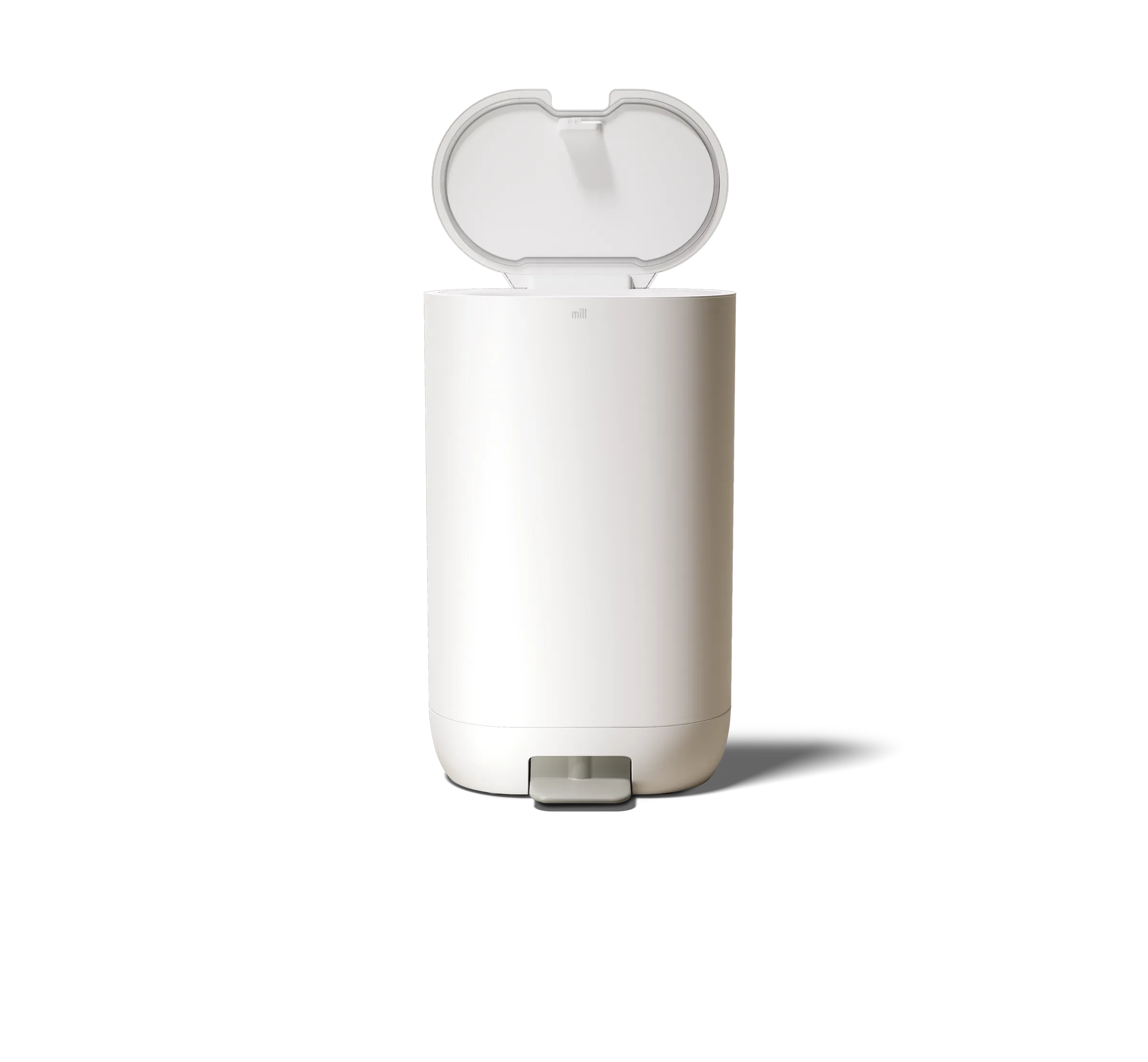 Food recycler front view with open lid showing dimensions of 37.5 inches high by 16.6 inches wide