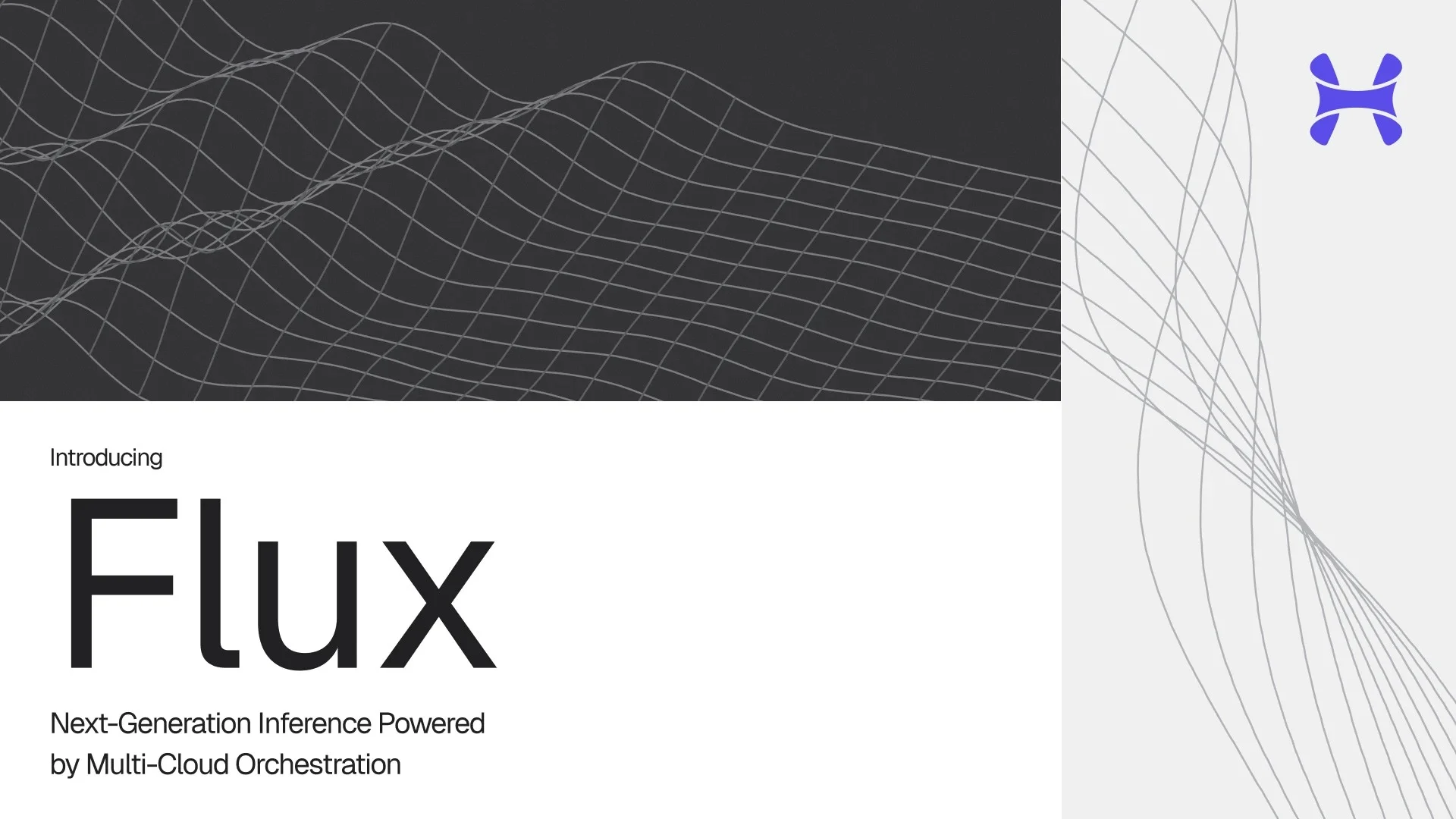 Introducing Flux: Next-Generation Inference Powered by Multi-Cloud Orchestration, with a wireframe wave graphic and the Hyperbolic logo