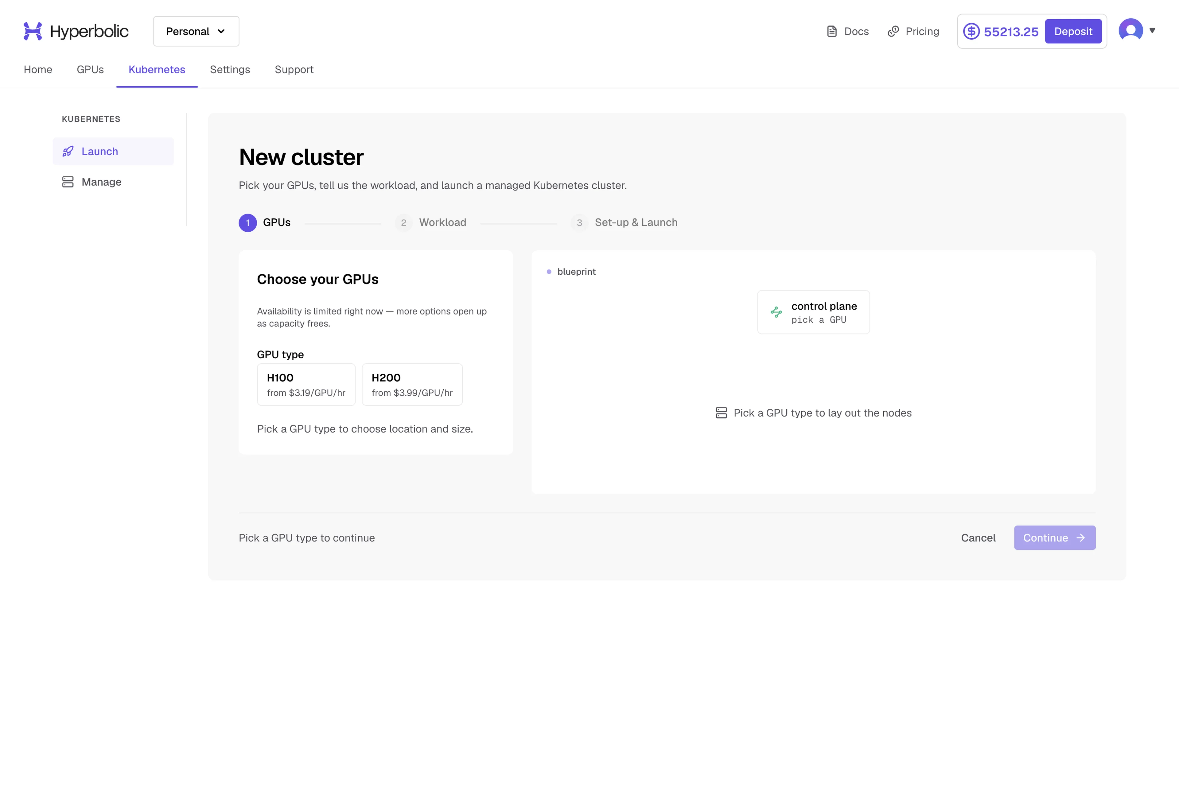 Open Kubernetes from the main console navigation.