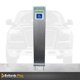 Product Carousel - Rectangular Bolt-Down Sign Bollard - 12"x2"x78", Metallic Silver