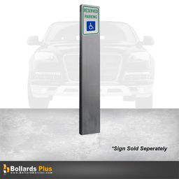 Rectangular Inground Sign Bollard - 12"x2"x84", Metallic Silver