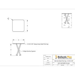 Drawing - Wet-Set Steel Cap - 4"x4" Square