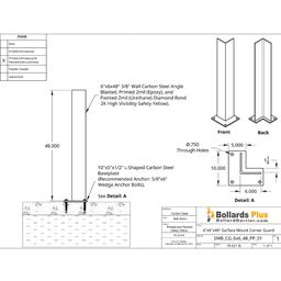 Corner Guard Bolt-Down Bollard - 6"x48", Drawing