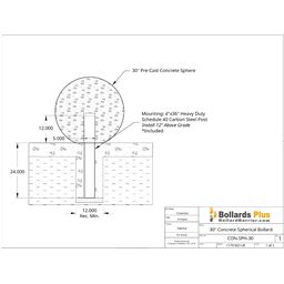 Drawing - Spherical Concrete Bollard - 30"