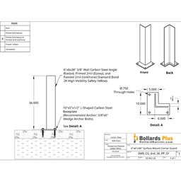 Corner Guard Bolt-Down Bollard - 6"x36", Drawing