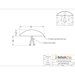 Drawing - Wet-Set Steel Cap - 6" Dome