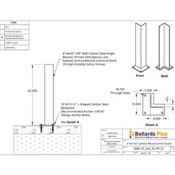 Corner Guard Bolt-Down Bollard - 6"x42", Drawing