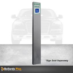 Rectangular Inground Sign Bollard - 12"x2"x108", Metallic Silver